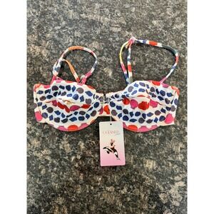 Oceanus Swimwear Underwire Bikini Top Sea Shell Print Red Blue White NWT